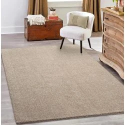 Tapis Moderne Poils Courts Épais Beige, Effet Mélangé