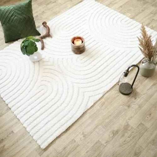 Détail de Tapis de Salon Relief Circle Ecru Crème Cocoon