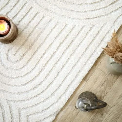 Zoom sur Tapis de Salon Relief Circle Ecru Crème Cocoon