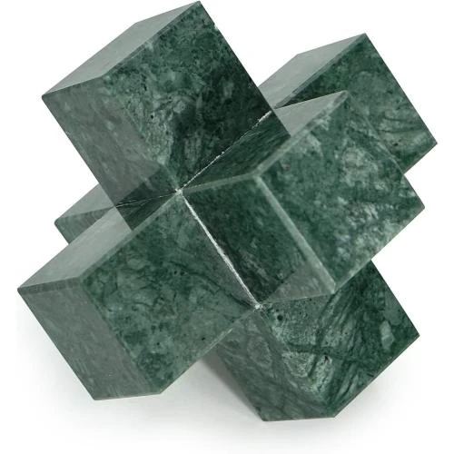 Détail de Sculpture géométrique marbre vert, décorations modernes DreamsEden