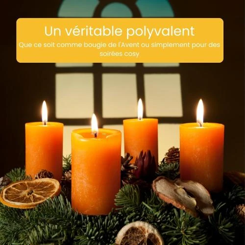 Zoom sur Bougies bio cire d'abeille naturelles, 4 grandes bougies