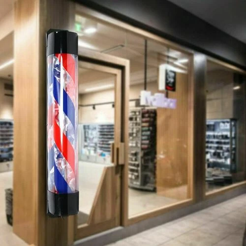 Zoom sur Kangten LED Barbers Pole, Lumière Rotative, Signalisation Coiffure