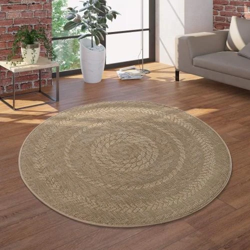 Détail de Paco Home Tapis Rond Tissé Style Sisal Beige