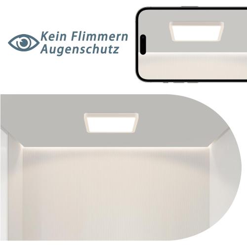 Présentation de Zoom sur Plafonnier LED Plat 23W Lumière Chaude IP44 Étanche