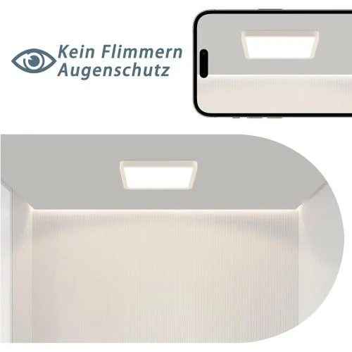 Zoom sur Plafonnier LED Plat 23W Lumière Chaude IP44 Étanche