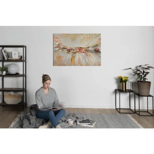 Zoom sur Kunstloft Tableau Peinture Moderne Abstrait Blanc Beige