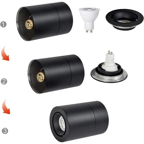 Zoom sur Spots plafond orientables LED Dr.lazy, noir 3000K