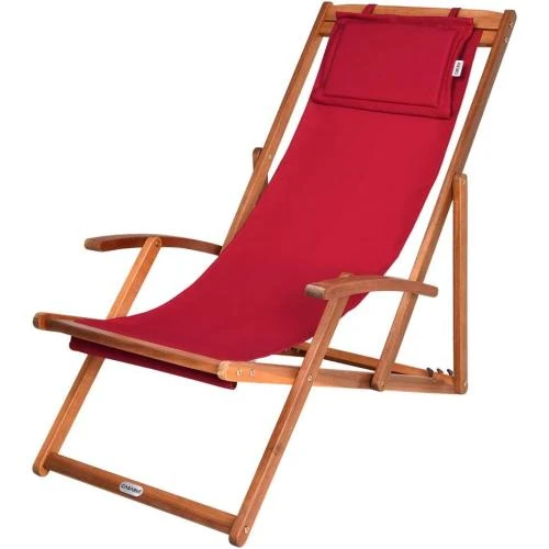 Casaria Chaise Longue Pliante Bois Bordeaux Jardin - Vue principale