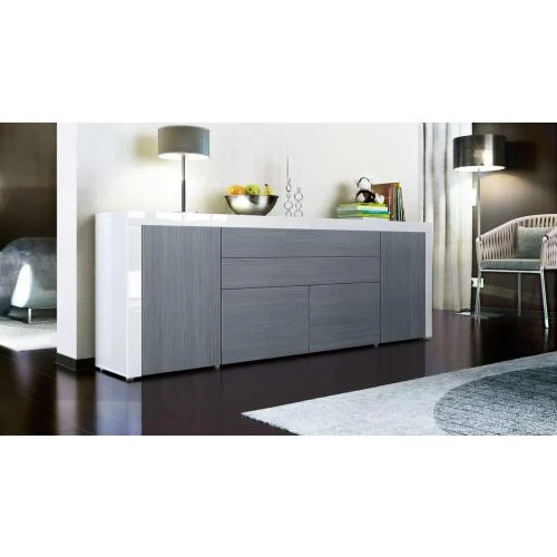 Détail de Buffet Vladon La Paz V2, Commode 2 Portes, 2 Tiroirs, Blanc