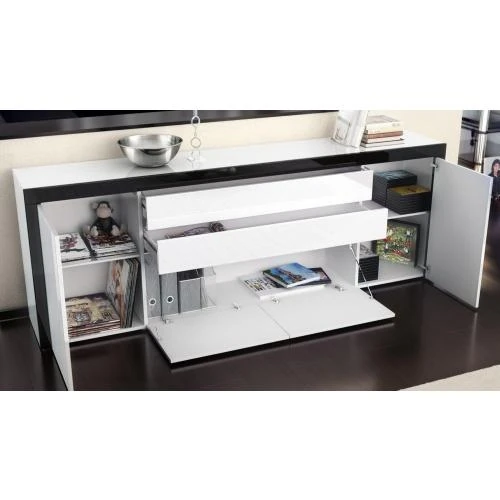 Zoom sur Buffet Vladon La Paz V2, Commode 2 Portes, 2 Tiroirs, Blanc