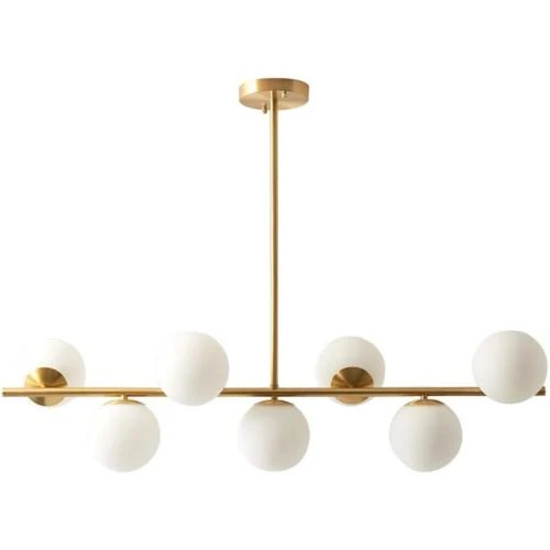 JIAODIE Lampe Suspension Verre Moderne Or Cuivre 7 Lumières - Vue principale
