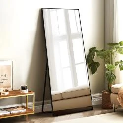 Miroir de Sol Pleine Longueur Noir, Cadre Aluminium