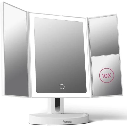 Miroir Maquillage Lumineux LED Rechargeable, Grossissant 10x, Écran Tactile - Vue principale