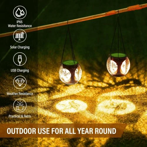 Zoom sur Lanterne Solaire Extérieur LIUWID, Métal, LED Blanc Chaud