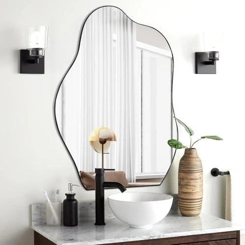 Miroir Asymétrique Noir Moderne POZINO, Décoration Unique - Vue principale
