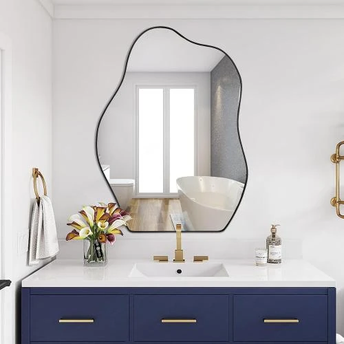 Détail de Miroir Asymétrique Noir Moderne POZINO, Décoration Unique