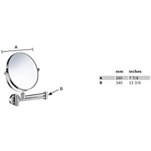 Détail de Miroir Rasage Maquillage Contour Bras Oscillant Chrome Inoxydable