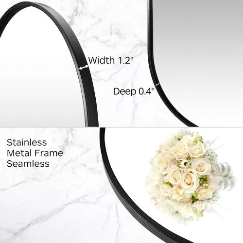 Zoom sur Miroir mural ovale HOWOFURN, cadre métal, salle de bain