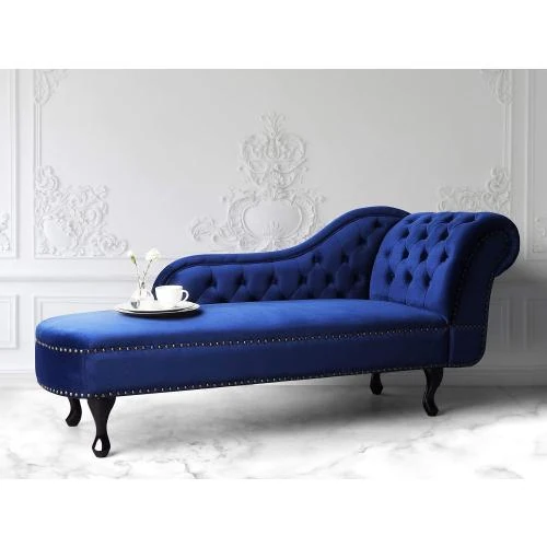 Détail de Chaise Longue Velours Bleu Beliani, Élégante Méridienne