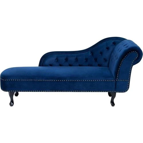 Chaise Longue Velours Bleu Beliani, Élégante Méridienne - Vue principale
