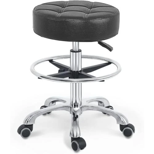Tabouret Pivotant Hauteur Réglable, Roues, Bureau, Salon, Spa - Vue principale