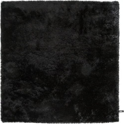 Détail de Tapis Shaggy Noir Carré Poils Longs pour Salon Moderne