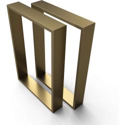 Présentation Pied de Table Acier Or, Design Industriel, 2 Pièces