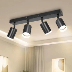 Plafonnier LED 4 Spots Orientables Dehobo, Noir Moderne