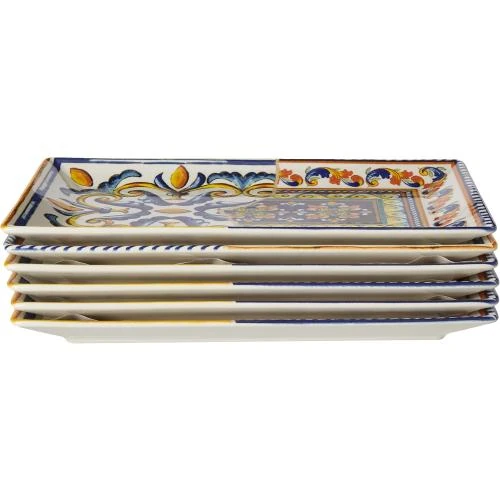 HetH, set 6 assiettes rectangulaires Positano, stoneware décoré - Vue principale