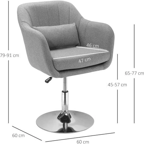 Zoom sur Fauteuil Relax Gris, Coussins Lombaires, Pivotant 360°