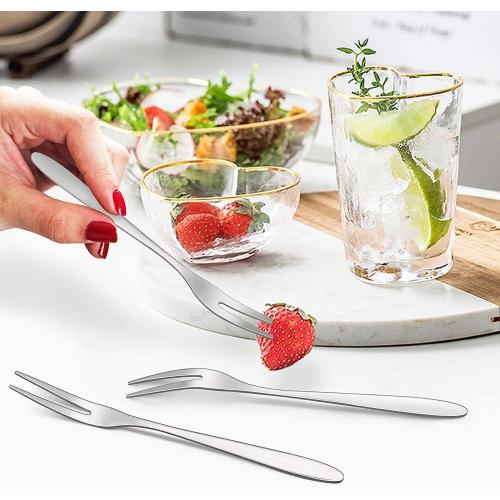 Présentation de Fourchettes à Fruits En Acier Inoxydable, Boite Rangement en situation