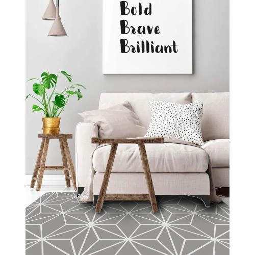 Détail de Tapis Vinyle Antidérapant Lavable Panorama, Étoiles Grises