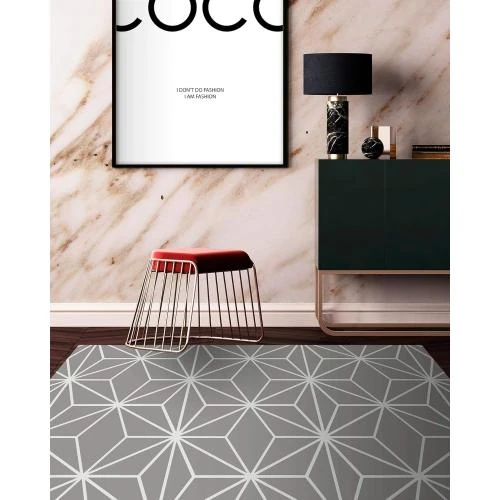Zoom sur Tapis Vinyle Antidérapant Lavable Panorama, Étoiles Grises
