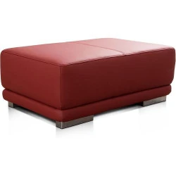 Pouf Rectangulaire Cuir Véritable Rouge, Siège d'Appoint
