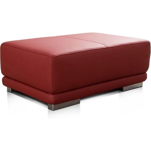 Pouf Rectangulaire Cuir Véritable Rouge, Siège d'Appoint - Vue principale