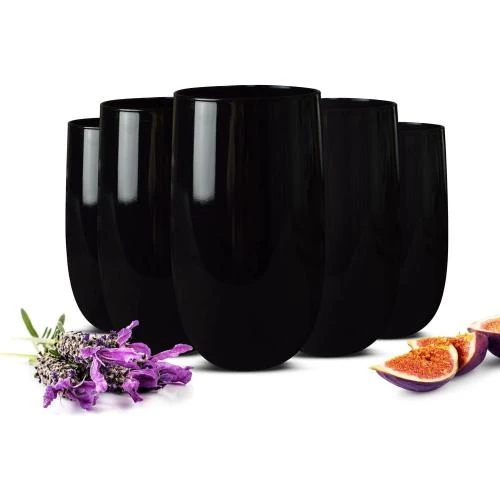 Verres noirs 420 ml, lot de 6, eau, jus, cocktail - Vue principale
