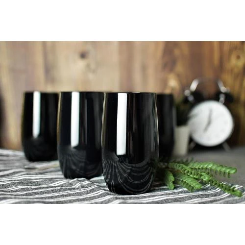 Détail de Verres noirs 420 ml, lot de 6, eau, jus, cocktail