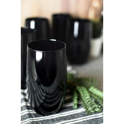 Zoom sur Verres noirs 420 ml, lot de 6, eau, jus, cocktail