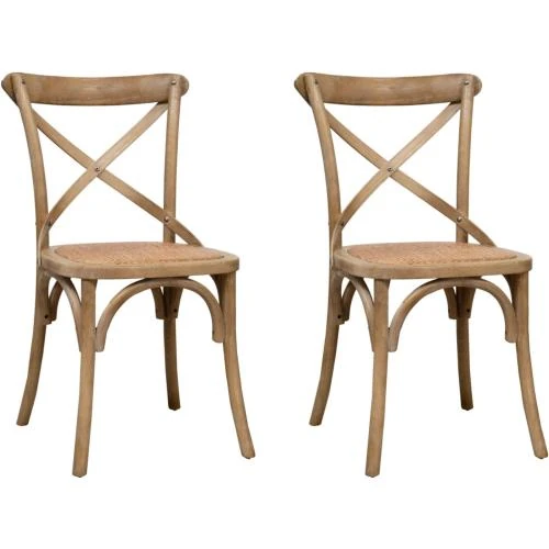 Chaise Salle à Manger Bois, Rotin, Style Bistrot - Vue principale