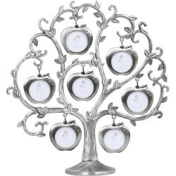 Cadre photo arbre généalogique, argent, 7 cadres suspendus