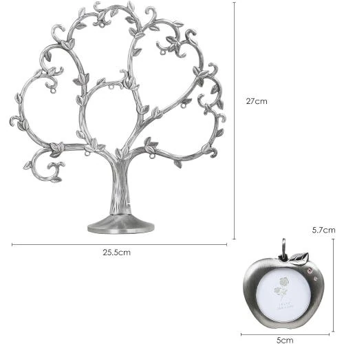 Détail de Cadre photo arbre généalogique, argent, 7 cadres suspendus