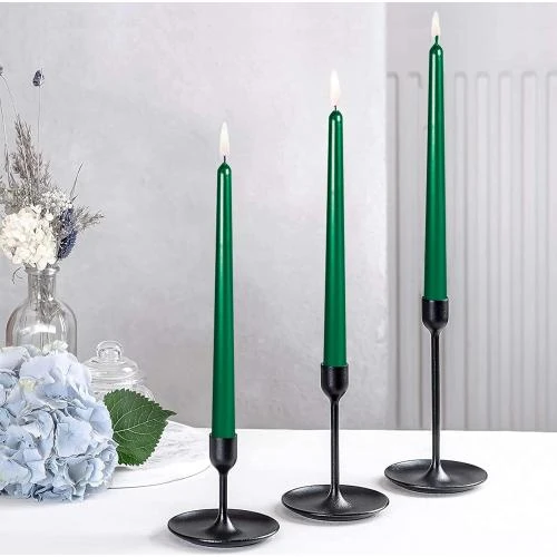 Zoom sur Bougies coniques spirale Kandelo, vert, 8 heures, lot 4