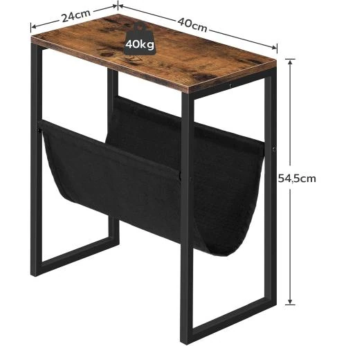 Zoom sur HOOBRO Table d'Appoint Marron Rustique, Meuble de Rangement