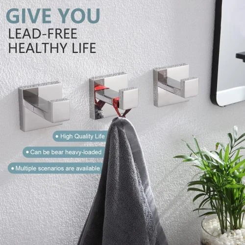 Détail de Pack 3 Crochets KOKOSIRI Muraux pour Salle de Bain - Chrome Poli