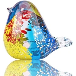 Figurine Oiseau en Verre Soufflé, Presse-papier Décoratif Unique