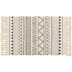 Présentation Yomshi Tapis Coton Lavable Géométrique Franges Marocain