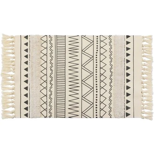 Yomshi Tapis Coton Lavable Géométrique Franges Marocain - Vue principale