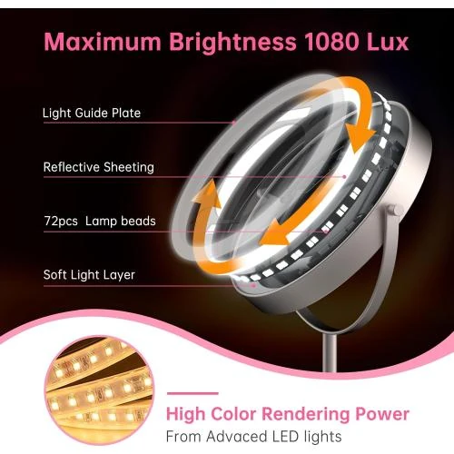 Détail de Miroir maquillage LOVESPEJO lumineux, grossissant, rechargeable
