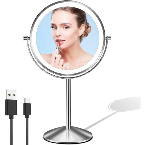 Miroir maquillage LOVESPEJO lumineux, grossissant, rechargeable - Vue principale