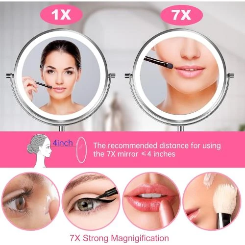 Zoom sur Miroir maquillage LOVESPEJO lumineux, grossissant, rechargeable